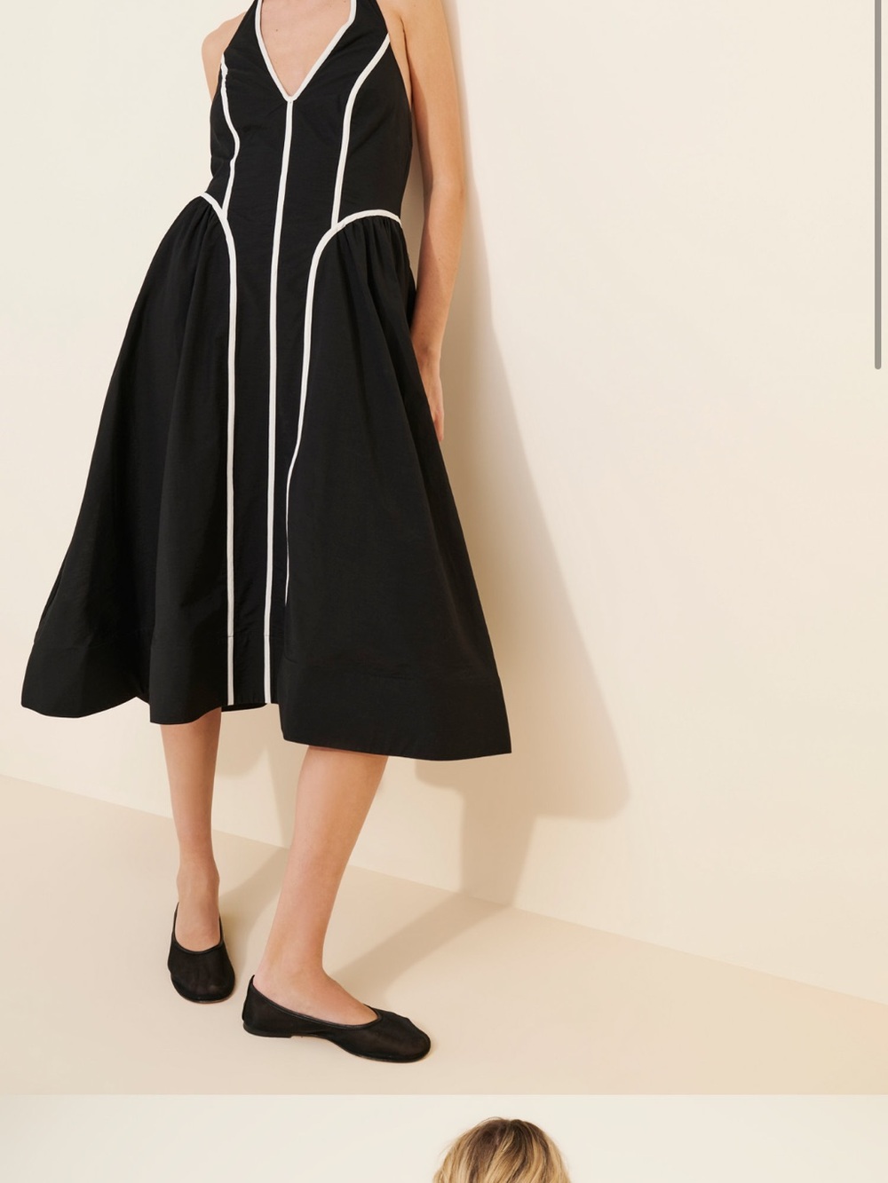 Halter V-Neck Fit & Flare Midi Dress